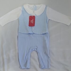 PatPat Blue and White Gingham Baby Outfit